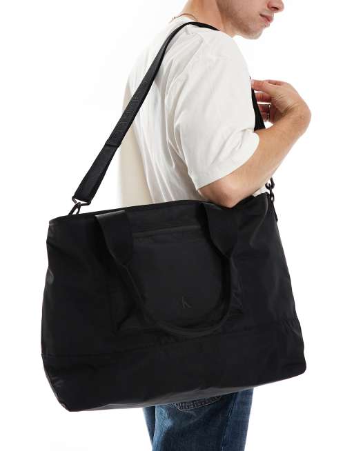 Calvin Klein Jeans – Czarna duża torba typu tote z nylonu, 4 z 4