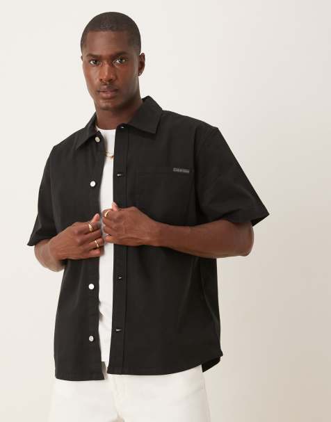 Calvin Klein Jeans relaxed utility short sleeve shirt in black