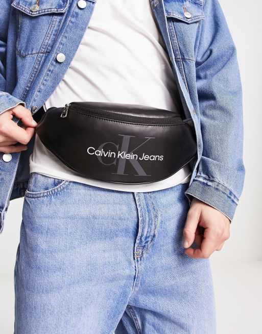 Calvin Klein Jeans – Czarna saszetka z monogramem z logo , 2 z 4