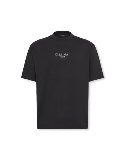Calvin Klein Jeans – Czarny T-shirt o luźnym kroju z logo - view 1