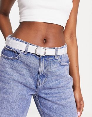 Calvin Klein Jeans  D-ring slider belt in white - ASOS Price Checker