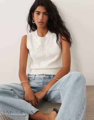 Jeans - Débardeur à logo - Blanc cassé M