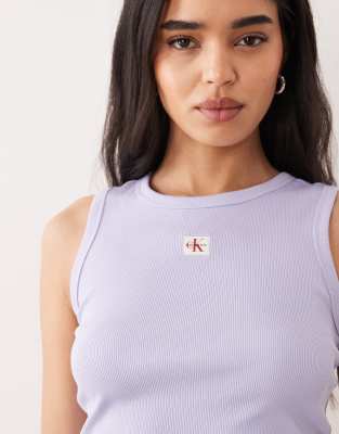 Calvin Klein Jeans - Débardeur côtelé - Bleu ciel