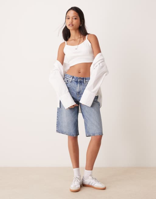Calvin Klein Jeans - Débardeur court à étiquette tissée - Blanc, 2 de 4