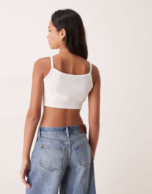 Calvin Klein Jeans - Débardeur court à étiquette tissée - Blanc, 4 de 4