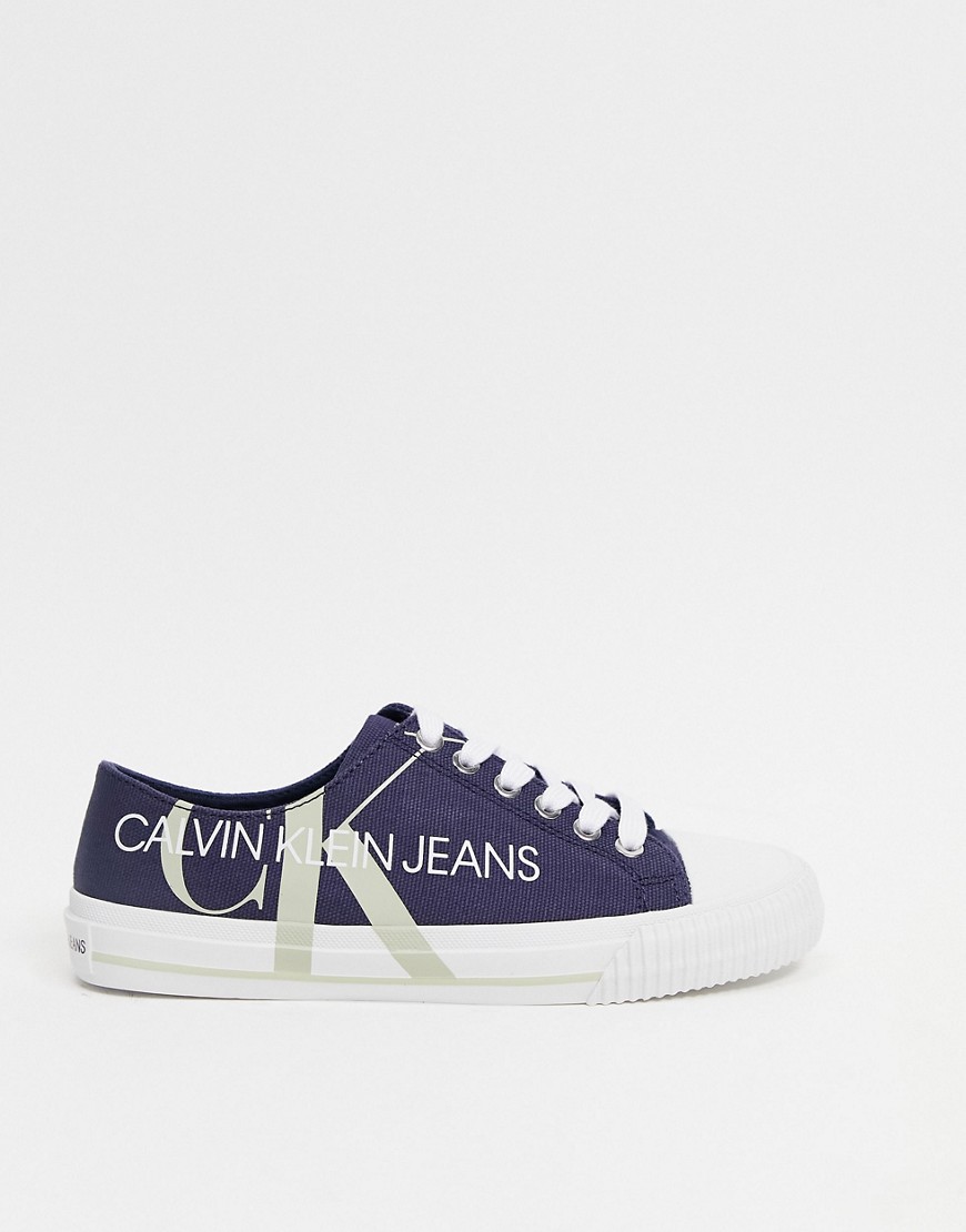 Calvin Klein Jeans demianne trainers in navy/stone
