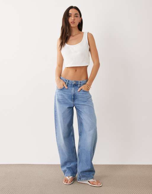 Calvin Klein Jeans – Denim-Bustier-Oberteil in Ecru mit Lasercut-Logomuster, 2 von 4