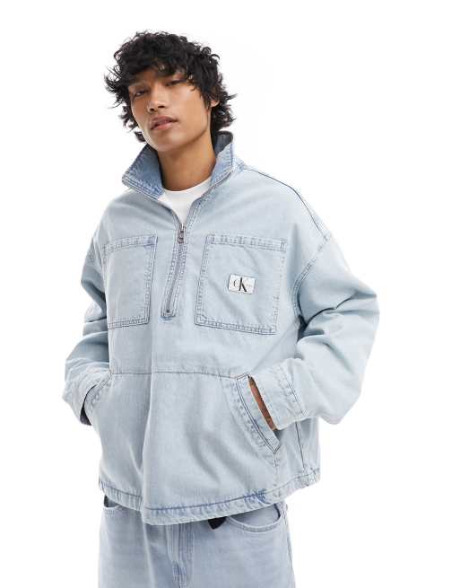 Calvin Klein Jeans - Denim jack zonder sluiting in lichte wassing