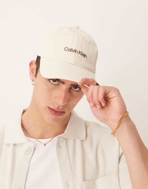 Calvin Klein Jeans – Denim-Kappe in Creme mit Stickerei und Logo - view 1