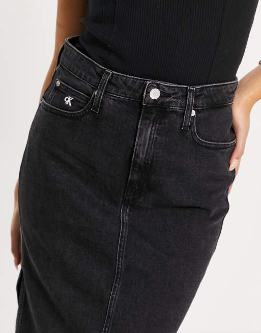 Calvin klein shop black denim skirt