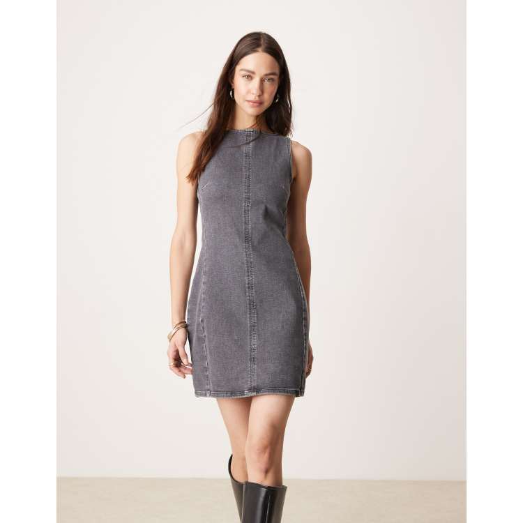 【 】★CK Jeans★A-line Mini Dress★送料無料★ Calvin Klein Jeans denim mini dress in washed grey - ASOS