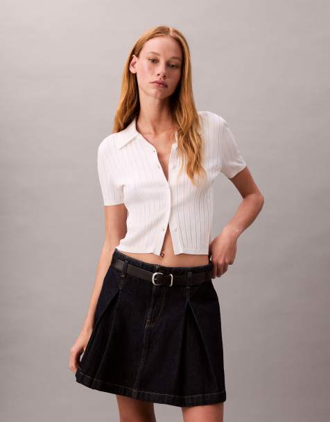 Calvin Klein Jeans - Denim plooirok met indigo wassing - view 1