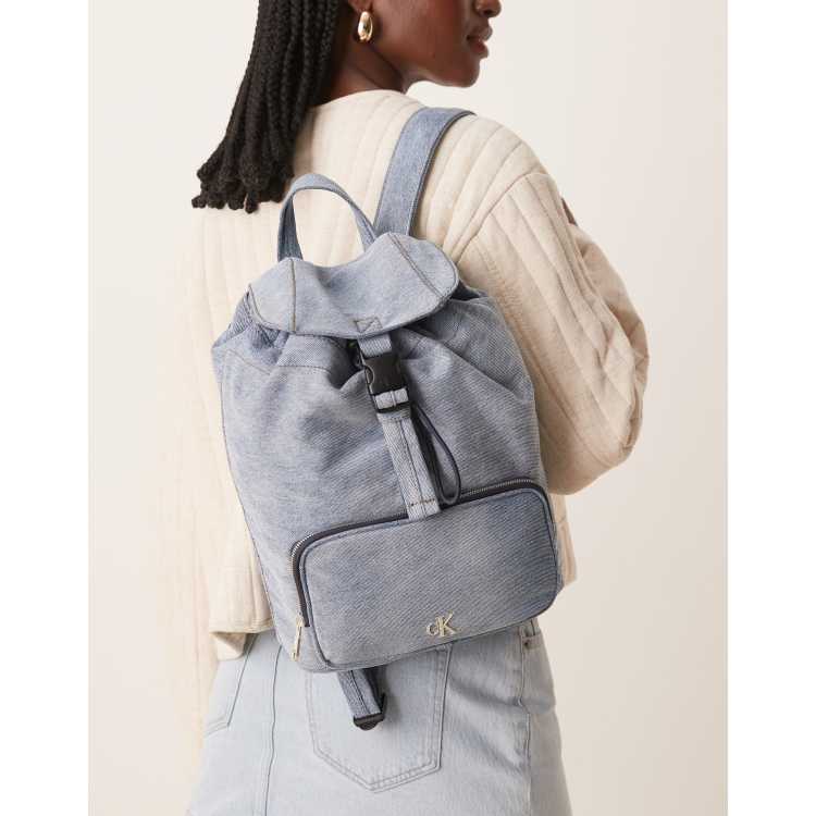 Calvin Klein Jeans denim pocket backpack in mid blue ASOS
