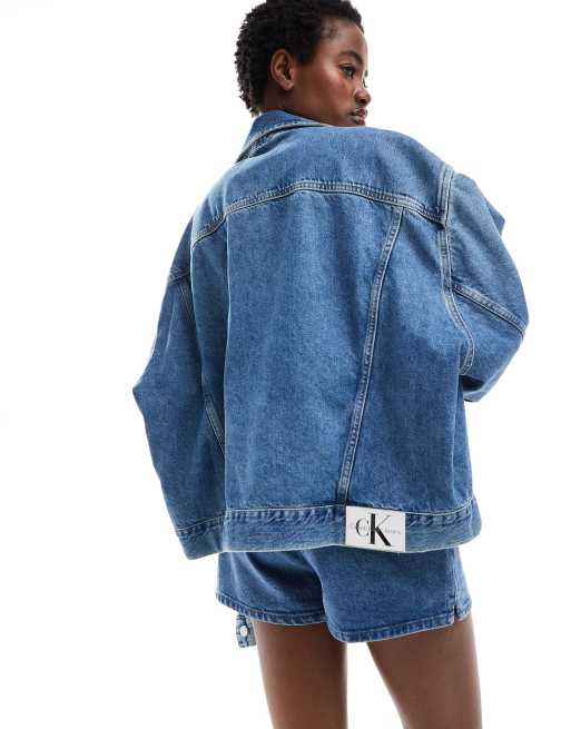 Calvin Klein Jeans - Denimjakke med firkantet pasform i lys vask, 4 af 4