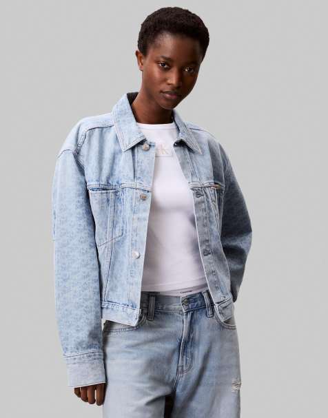 Calvin Klein Jeans - Denimjakke med monogramlogo i lyseblå vask - view 1