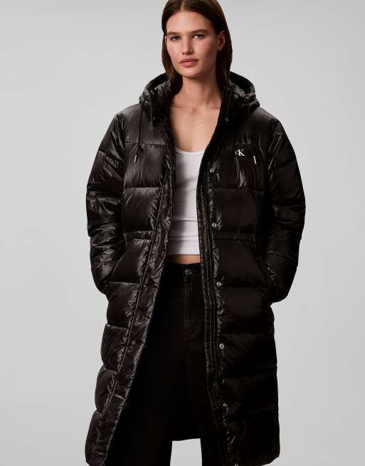Calvin Klein Jeans doudoune longue à capuche brillante noire, 3 de 6