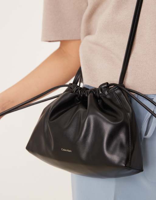 Calvin Klein Jeans drawstring crossbody bag in black