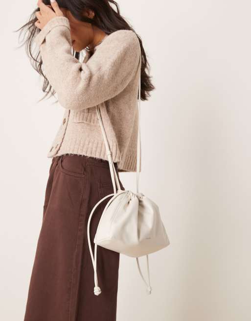 ☆ ☆ Women's CKJ Drawstring Crossbody Ivory Monogram Logo Drawstring Crossbody Bag | Calvin Klein