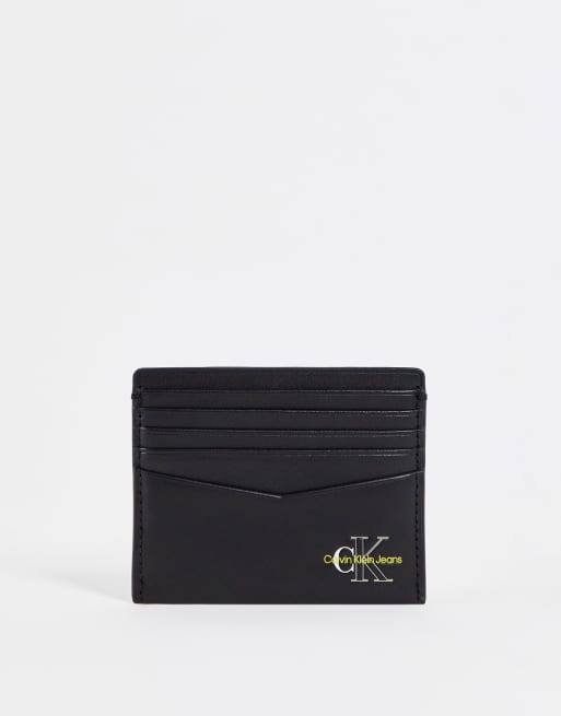 Calvin Klein Jeans – Dreifarbiges Kartenetui aus schwarzem Leder