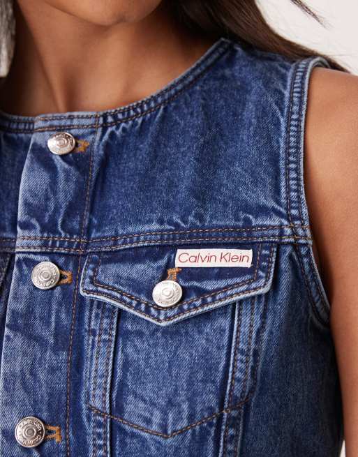 Calvin Klein Jeans – Durchgeknöpftes Mini-Jeanskleid in Blau, 2 von 4