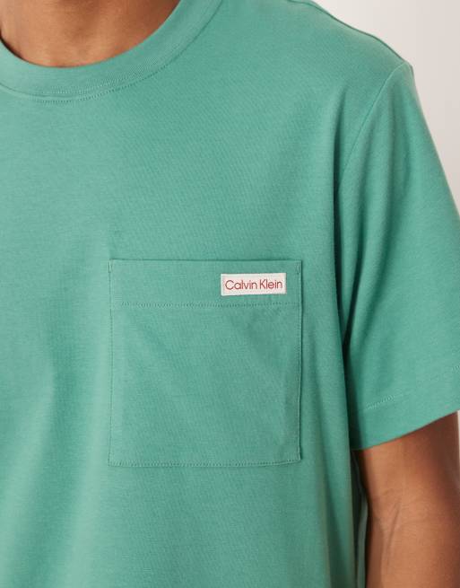 Calvin Klein Jeans - Easy - Grøn T-shirt med lomme, 4 af 5