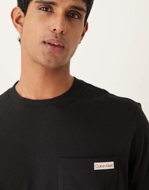Calvin Klein Jeans easy t-shirt with pocket in black, 5 of 5