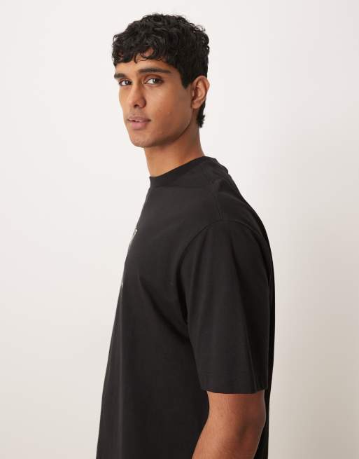 Calvin Klein Jeans elevated bold centre front stitch logo t-shirt in black, 5 of 5