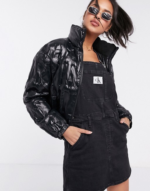 Calvin Klein Jeans embossed logo padded jacket in black