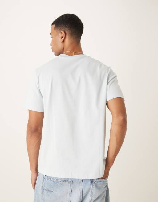 Calvin Klein Jeans embroidered chest logo t-shirt in pale blue, 3 of 4