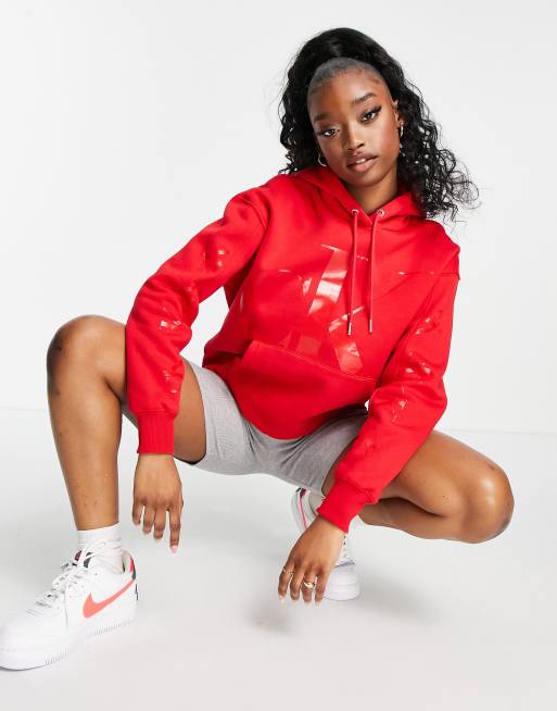 Calvin Klein Jeans embroidered CK logo hoodie in red ASOS