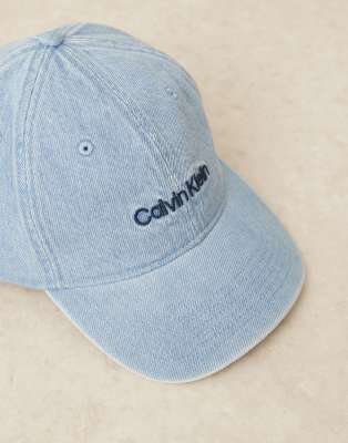 Calvin Klein Jeans Est.1978 Embroidered Denim Logo Cap In Blue