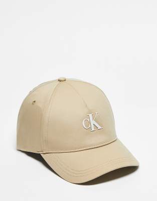 Calvin Klein Jeans embroidered logo cap in beige - ASOS Price Checker