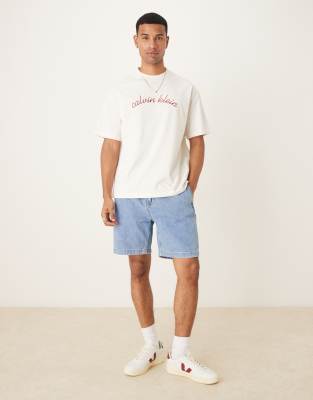 Calvin Klein Jeans Est.1978 Embroidered Logo T-shirt In Animal Print