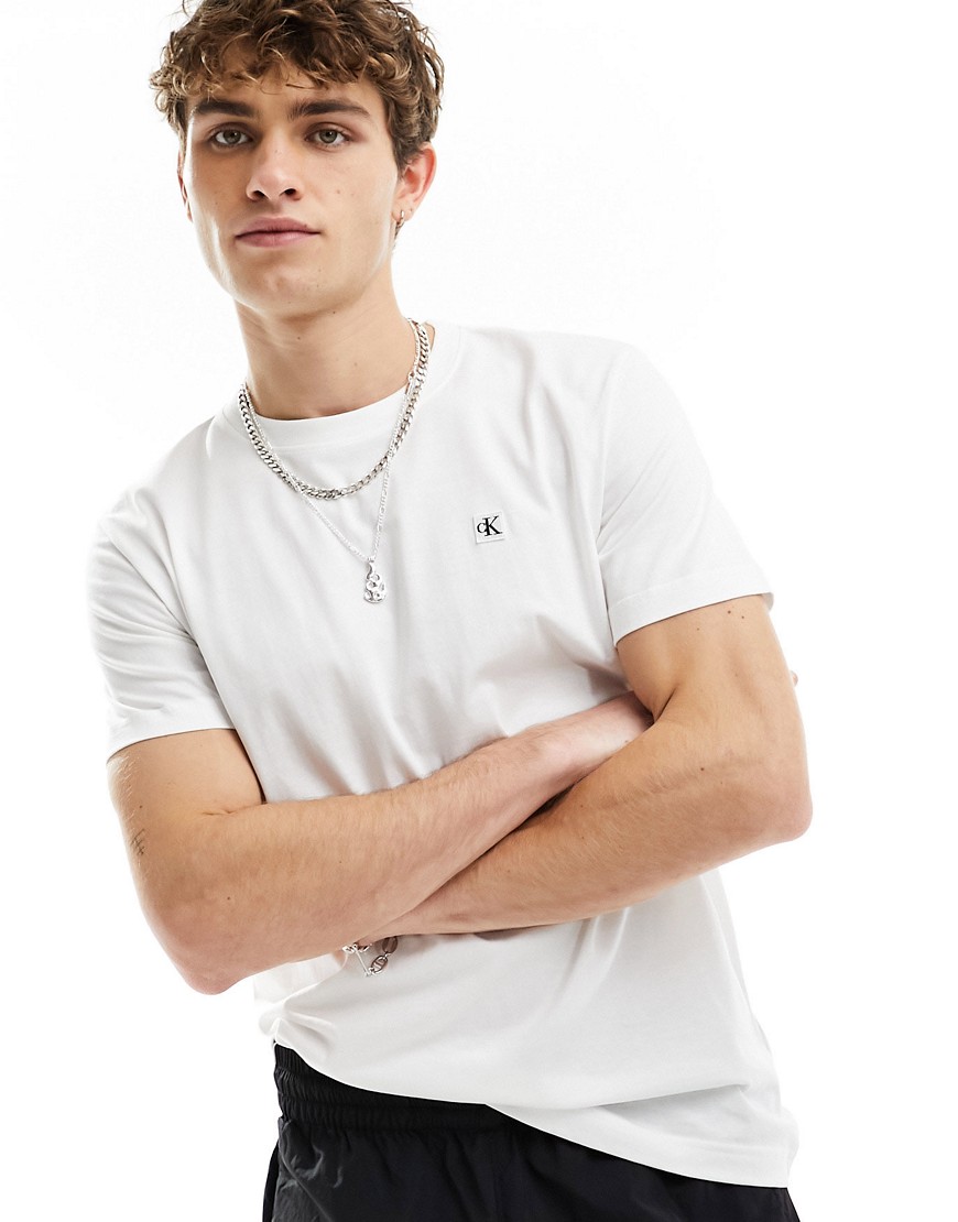 Calvin Klein Jeans embroidery badge t-shirt in white