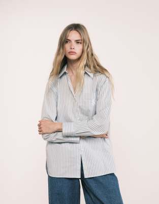 Calvin Klein Jeans Calvin Klein Jeans embroidery logo shirt in sage stripe-Green