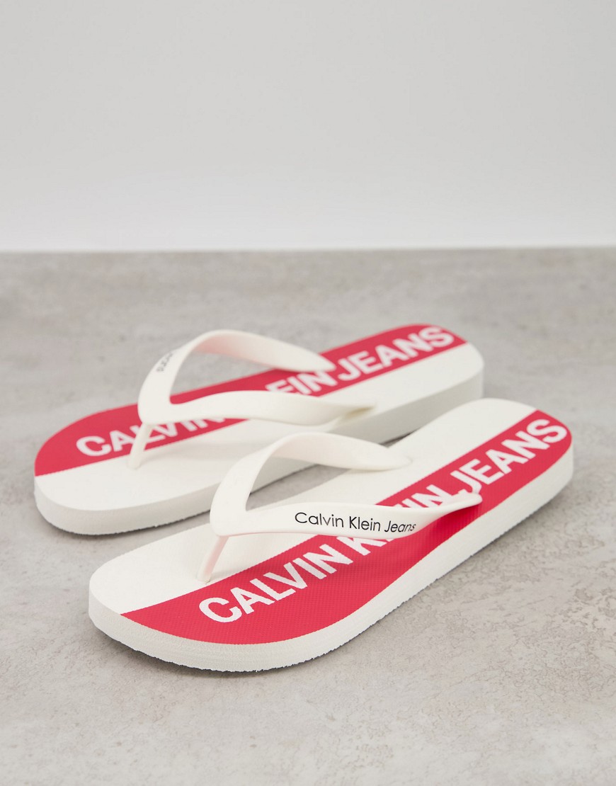 Calvin Klein Jeans Errol Logo Flip Flops-white