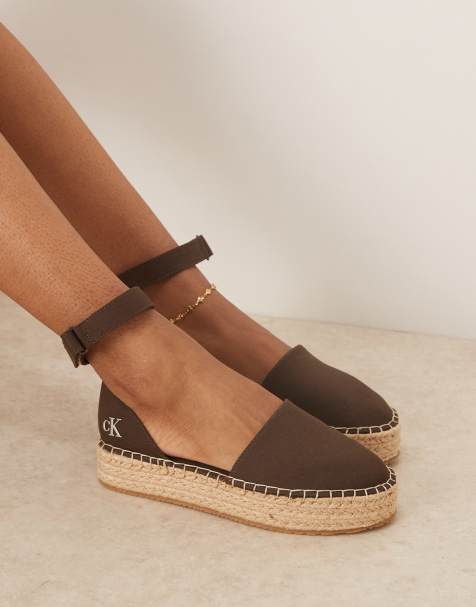 Calvin Klein Jeans espadrille flatform sandals in brown - view 1