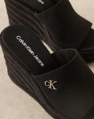 Calvin Klein Jeans Est.1978 Espadrille Wedge Sandals In Black