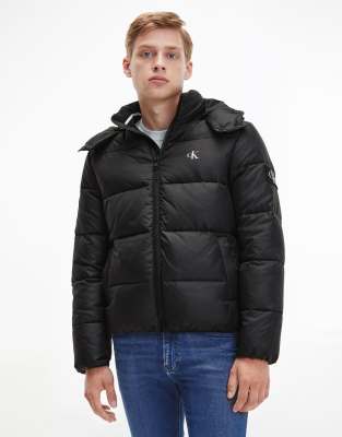 Calvin Klein Jeans essential icon logo puffer jacket in black