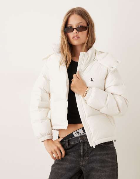 Calvin Klein Jeans short essential puffer jacket in white