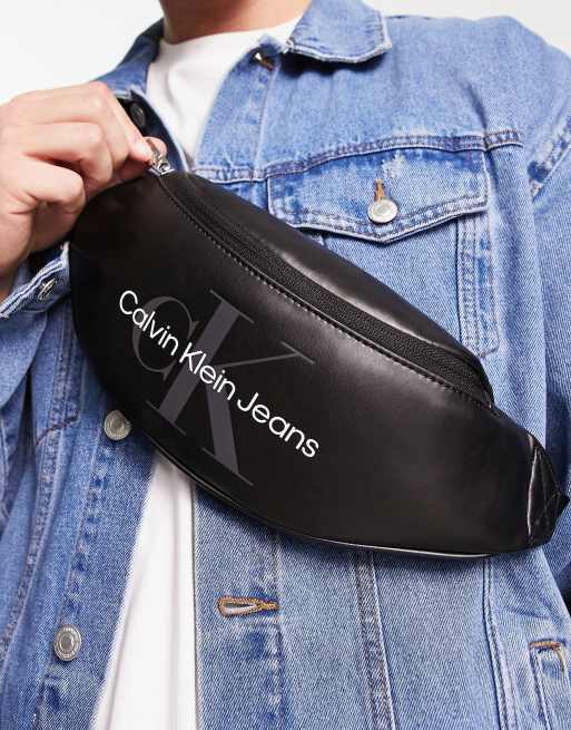 Calvin Klein Jeans essential logo monogram bum bag in black ASOS