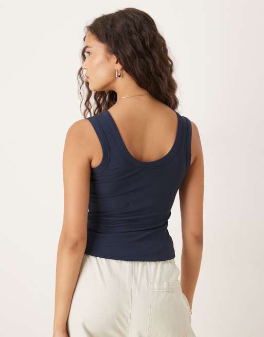 Calvin Klein Jeans – Essential – Marinblått, ribbat linne, 3 av 4