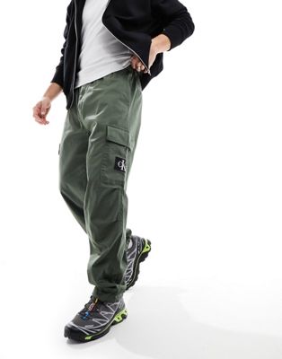 Calvin Klein Jeans essential regular cargo pants in dark green - ASOS Price Checker