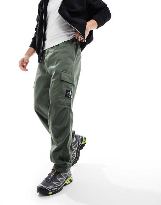 Calvin Klein Jeans essential regular cargo pants in dark green ASOS