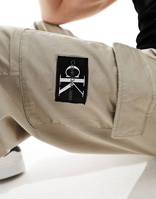 Calvin Klein Jeans essential regular cargo pants in taupe | ASOS