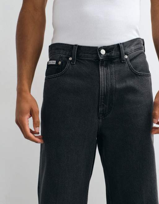 Calvin Klein Jeans essential relaxed wide leg jeans in black, 3 of 5