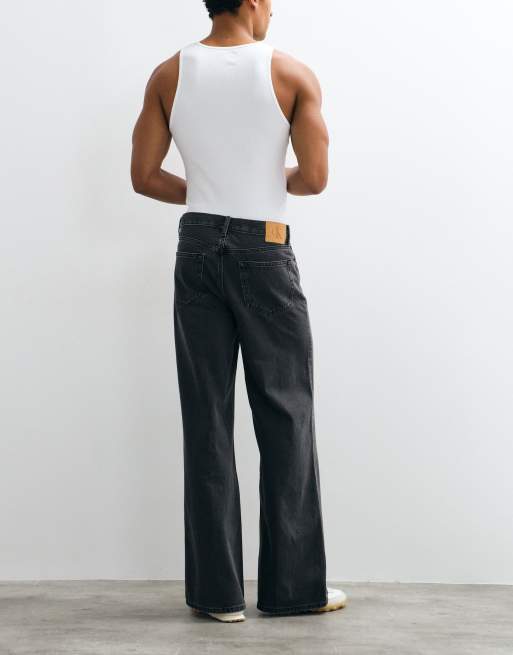 Calvin Klein Jeans essential relaxed wide leg jeans in black, 4 of 5