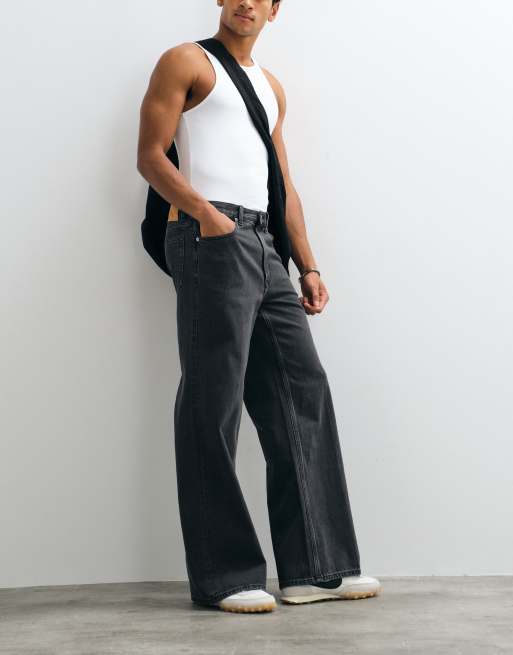 Calvin Klein Jeans essential relaxed wide leg jeans in black, 5 of 5