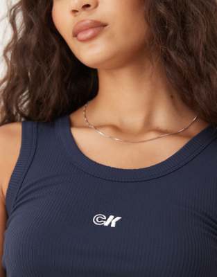 Calvin Klein Jeans Est.1978 Essential Rib Knit Tank Top In Blue