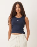 [Calvin Klein Jeans] Calvin Klein Jeans essential rib tank in navy 2XS Dark sapphire